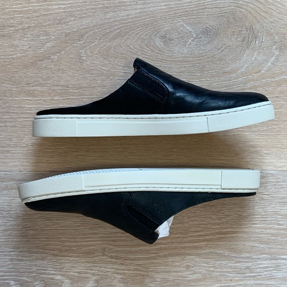 NWOT NEW RARE Frye Ivy Mule Slip-On Sneakers Black Italian Leather Size 7.5M - Picture 4 of 11